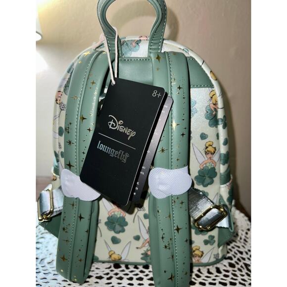 Loungefly Tinker Bell AOP Clover Mini Backpack Card Holder - Picture 4 of 8